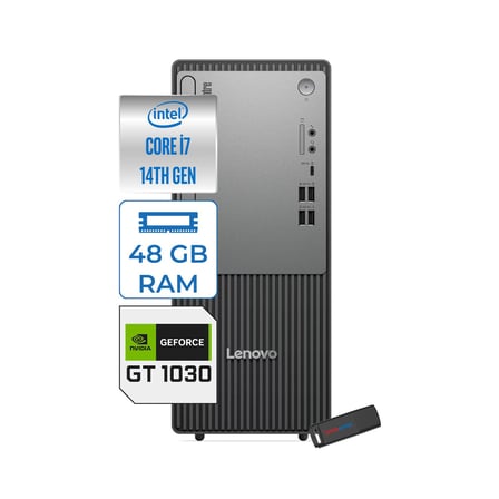 Lenovo Thinkcentre Neo 50T Gen 5  Intel® Core™ İ7-14700 48GB Ddr5 2tb SSD 4GB/GT1030  Freedos Mini Tower Masaüstü Bilgisayar 12UD001UTR21F19+ZETTAUSBBELLEK