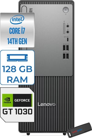 Lenovo Thinkcentre Neo 50T Gen 5  Intel® Core™ İ7-14700 128GB Ddr5 2tb SSD 4GB/GT1030  Freedos Mini Tower Masaüstü Bilgisayar 12UD001UTR21F39+ZETTAUSBBELLEK