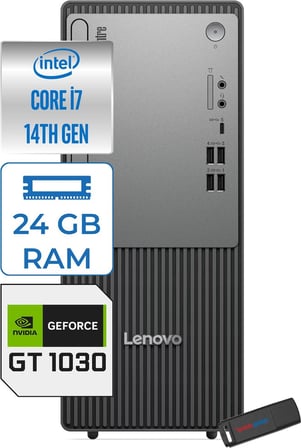 Lenovo Thinkcentre Neo 50T Gen 5  Intel® Core™ İ7-14700 24GB Ddr5 1tb SSD 4GB/GT1030  WIN11HOME Mini Tower Masaüstü Bilgisayar 12UD001UTR21H08+ZETTAUSBBELLEK