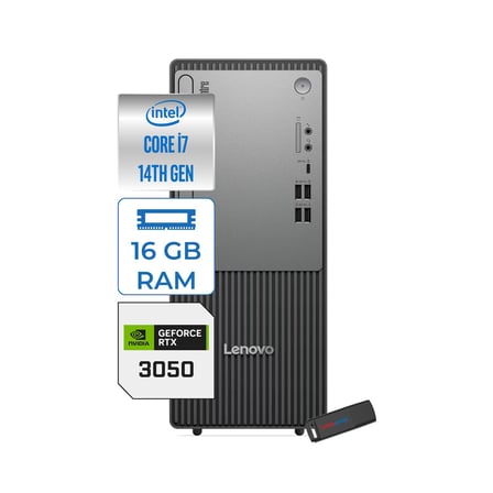 Lenovo Thinkcentre Neo 50T Gen 5  Intel® Core™ İ7-14700 24GB Ddr5 1tb SSD 6GB/RTX3050 WIN11PRO Mini Tower Masaüstü Bilgisayar 12UD001UTR23P08+ZETTAUSBBELLEK