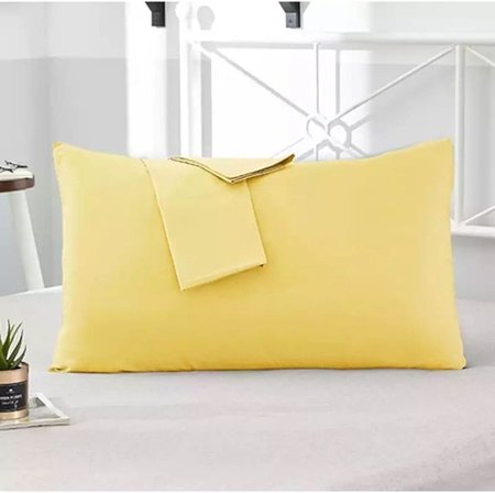 Sarı Renkli Pamuklu Kumaştan Kapaklı Yastık Kılıfı (2 ADET) 50 X 70 Cm Sarı Tek Ebat 50 x 70