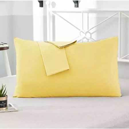 Sarı Renkli Pamuklu Kumaştan Kapaklı Yastık Kılıfı (2 ADET) 50 X 70 Cm Sarı Tek Ebat 50 x 70