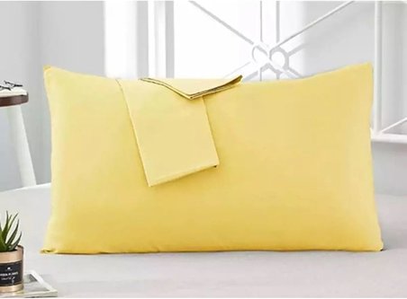 Sarı Renkli Pamuklu Kumaştan Kapaklı Yastık Kılıfı (2 ADET) 50 X 70 Cm Sarı Tek Ebat 50 x 70
