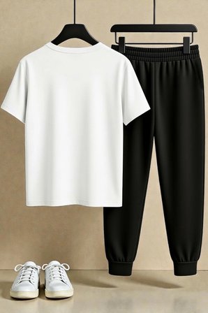 Unisex Milano Italia Tasarım Baskılı Tişört - 2'li Eşofman Takımı