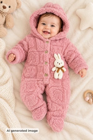  Kız Erkek Bebek Tavşan ve Ayı Oyuncaklı Peluş Tulum TLM0301