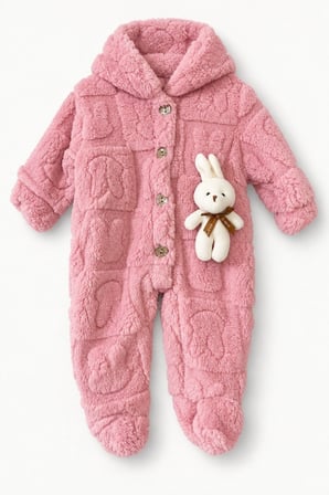  Kız Erkek Bebek Tavşan ve Ayı Oyuncaklı Peluş Tulum TLM0301
