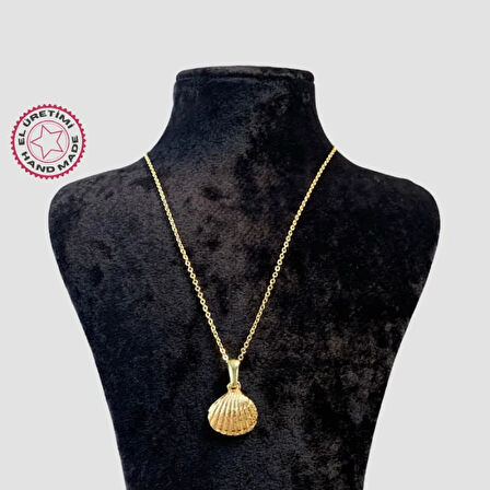 Uretti - Erhan 7929 El Yapımı Deniz Kabuğu Kolye - Sarı / 23cm