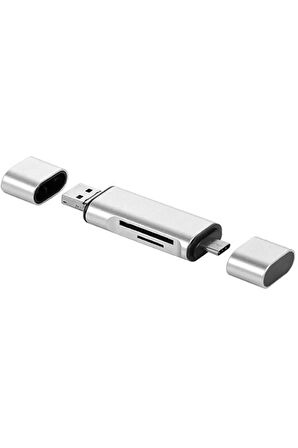 3in1 Taşınabilir Type C USB Kart Okuyucu Mikro Sd Kart Çevirici Dönüştürücü Adaptör
