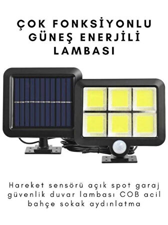 FX-028 Güneş Enerjili Solar Lamba Hareket Sensörlü Harici Güneş Panelli 120 LED