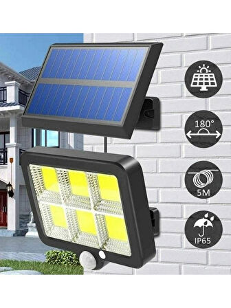 FX-028 Güneş Enerjili Solar Lamba Hareket Sensörlü Harici Güneş Panelli 120 LED