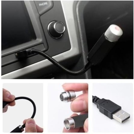 Kırmızı Ayak Altı Tavan Star Led Araç içi Atmosfer Ambians Işık Oto Araba İç Tavan Yıldız Ayarlanır USB Lamba