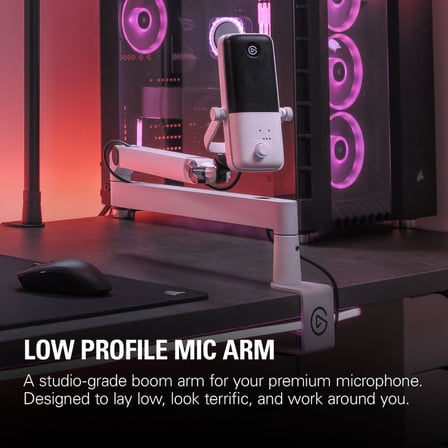 Wave Mic Arm LP Mikrofon Kolu, Beyaz, Kablo Yönetimli, Alçak Profil