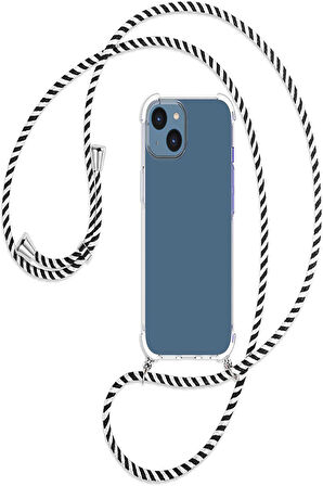 Apple iPhone 14 Kılıf Boyun Omuz Askılı İpli Şeffaf Silikon