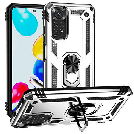 Xiaomi Redmi Note 11s Kılıf Yüzüklü Standlı Korumalı Tank Kapak