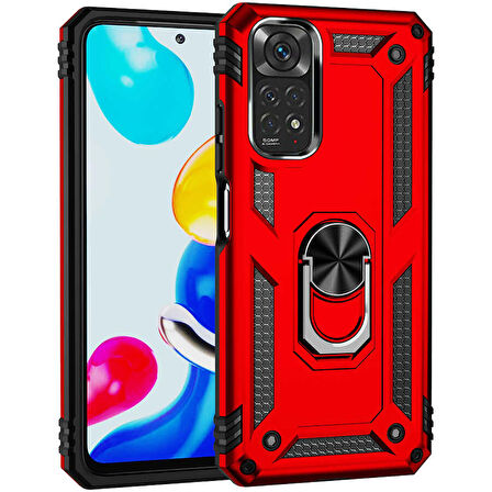 Xiaomi Redmi Note 11 Kılıf Yüzüklü Standlı Korumalı Tank Kapak