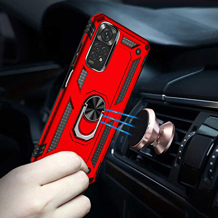 Xiaomi Redmi Note 11 Kılıf Yüzüklü Standlı Korumalı Tank Kapak