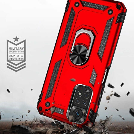 Xiaomi Redmi Note 11 Kılıf Yüzüklü Standlı Korumalı Tank Kapak