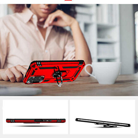 Xiaomi Redmi Note 11 Kılıf Yüzüklü Standlı Korumalı Tank Kapak