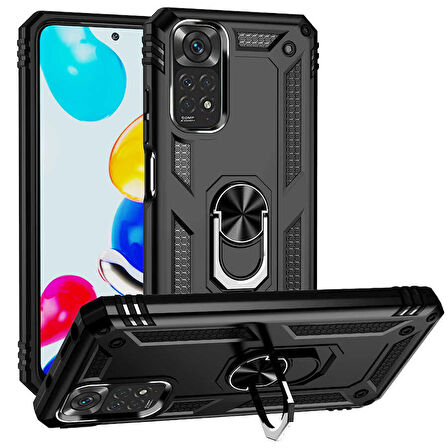 Xiaomi Redmi Note 11 Kılıf Yüzüklü Standlı Korumalı Tank Kapak