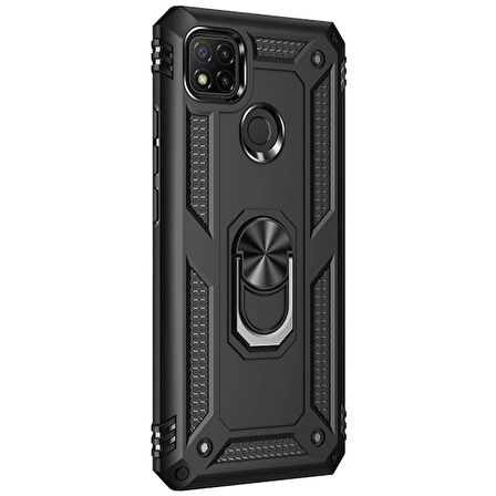 Xiaomi Redmi 10a Kılıf Yüzüklü Standlı Korumalı Tank Kapak