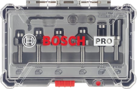Bosch Profesyonel 6 adet Kenar ve kenar freze seti (ahşap, 8 mm şaftlı üst frezeler için)