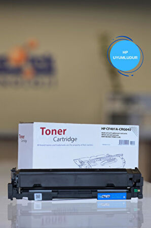 HP CF401A-CRG045 M252-274-277-LBP610-611-612-613-MF631-632-633-634-635 MAVİ MUADİL TONER (1,4K)