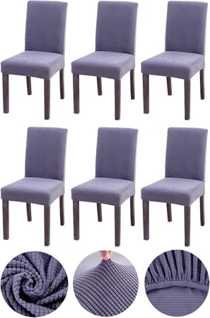 Bambu Nano Kumaş Likralı Yıkanabilir 6'lı Sandalye Kılıfı Lastikli Sandalye Örtüsü (6ADET) (Gri)