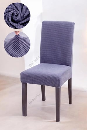 Bambu Nano Kumaş Likralı Yıkanabilir 6'lı Sandalye Kılıfı Lastikli Sandalye Örtüsü (6ADET) (Gri)