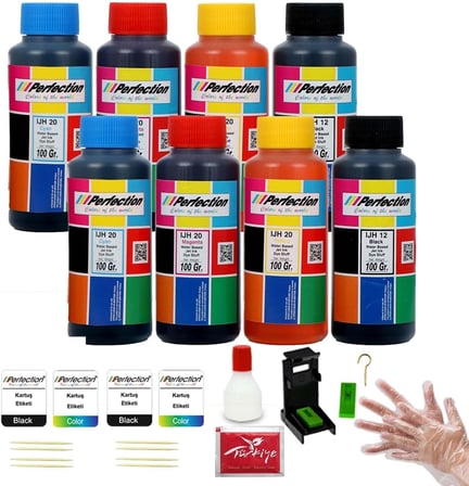 Canon Uyumlu E3640 PG-46 CL-56 Kartuş Uyumlu Dolum Seti 8x100 gr. Aparatlı+Solüsyonlu