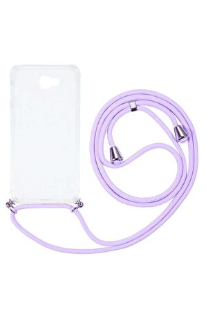 Samsung Galaxy J7 Prime Kılıf Boyun Omuz Askılı Ipli Anti Şok Köşe Korumalı Şeffaf Silikon