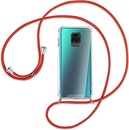 Xiaomi Redmi Note 9s Kılıf Boyun Omuz Askılı Ipli Anti Şok Köşe Korumalı Şeffaf Silikon