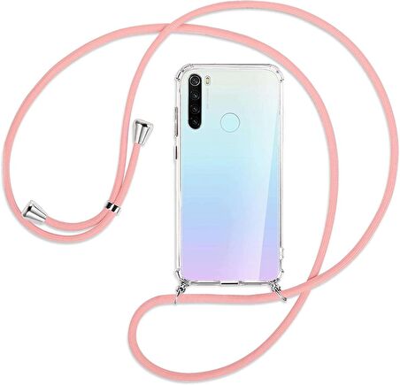Xiaomi Redmi Note 8 Kılıf Boyun Omuz Askılı Ipli Anti Şok Köşe Korumalı Şeffaf Silikon