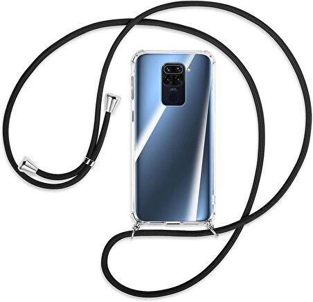 Xiaomi Redmi Note 9 Kılıf Boyun Omuz Askılı Ipli Anti Şok Köşe Korumalı Şeffaf Silikon