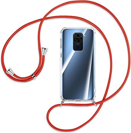 Xiaomi Redmi Note 9 Kılıf Boyun Omuz Askılı Ipli Anti Şok Köşe Korumalı Şeffaf Silikon