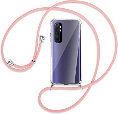 Xiaomi Mi Note 10 Lite Kılıf Boyun Omuz Askılı Ipli Anti Şok Köşe Korumalı Şeffaf Silikon