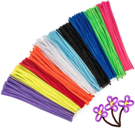 Renkli Şönil, 200 Adet, Eğitici Şönil Seti, Tüylü Tel, 30 Cm, Peluş Tel