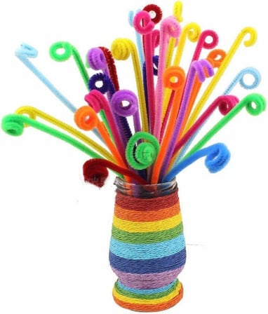 Renkli Şönil, 200 Adet, Eğitici Şönil Seti, Tüylü Tel, 30 Cm, Peluş Tel