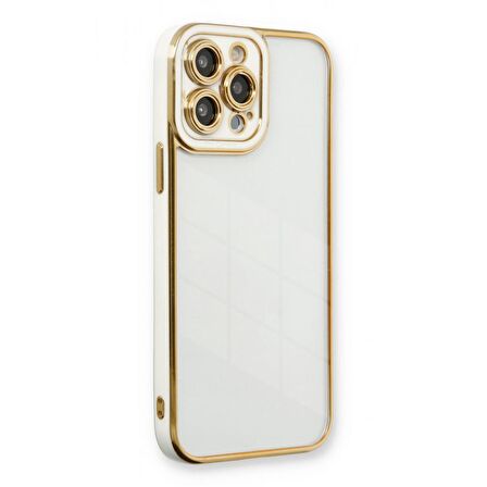 Apple iPhone 11 PRO Kılıf Kamera Lens Korumalı Kenarları Renkli Gold Arkası Şeffaf Silikon
