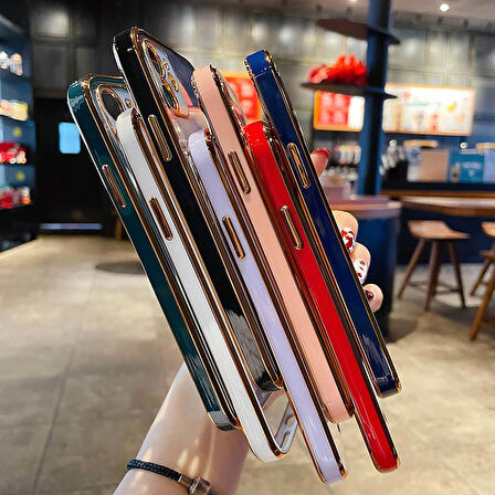 Apple iPhone 13 PRO Kılıf Kamera Lens Korumalı Kenarları Renkli Gold Arkası Şeffaf Silikon