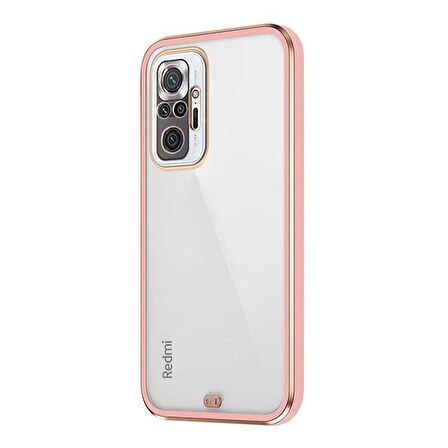 Xiaomi Redmi Note 10 PRO Kılıf Kamera Lens Korumalı Kenarları Renkli Gold Arkası Şeffaf Silikon