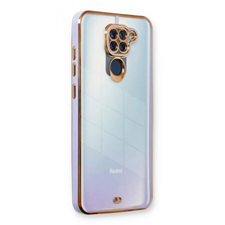 Xiaomi Redmi Note 9 Kılıf Kamera Lens Korumalı Kenarları Renkli Gold Arkası Şeffaf Silikon