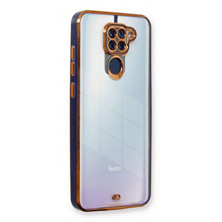 Xiaomi Redmi Note 9 Kılıf Kamera Lens Korumalı Kenarları Renkli Gold Arkası Şeffaf Silikon