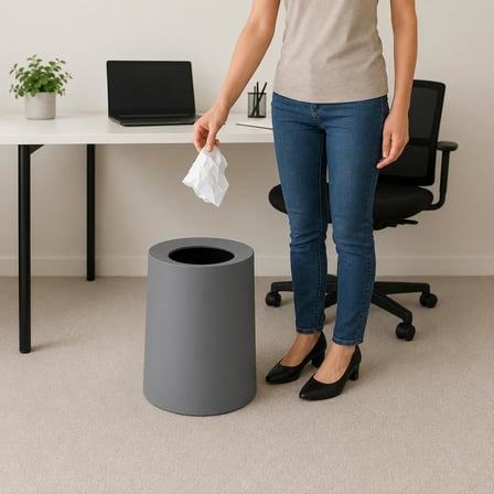 Kapaksız Çöp Kovası 12 Litre, Modern Ofis Mutfak Banyo ve Oda İçin Pratik Tasarımlı Plastik Atık Kutusu, Yuvarlak Dekoratif Çöp Kutusu (Antrasit)