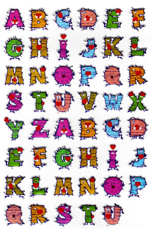 Sticker Kabartmalı A4 Boyutunda Stiker Defter, Planlayıcı Etiket, -(lim219) - Grafiti harfler