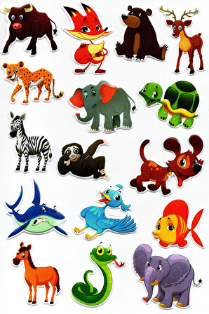Sticker Kabartmalı A4 boyutunda Stiker Defter, planlayıcı etiket, -(Lim093) - Orman Hayvanları
