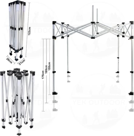 Teleskopik 3x2 m Bagaj Boy Otomatik Gazebo İskeleti | Çardak İskeleti