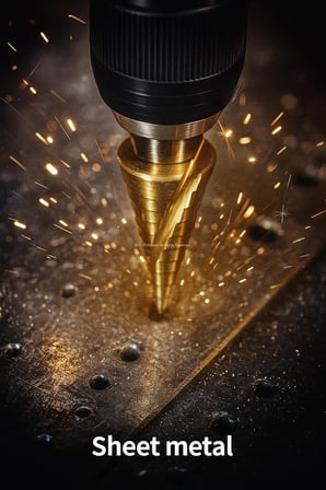 Kademeli Matkap Ucu, HSS, Titanyum Nitrür Kaplamalı, 4-12 mm, Metal, Sac, Alüminyum, Plastik İçin, Uzun Ömürlü, Pürüzsüz, Delik Açma, Yüksek Performans, Tüm Matkaplara Uyumlu