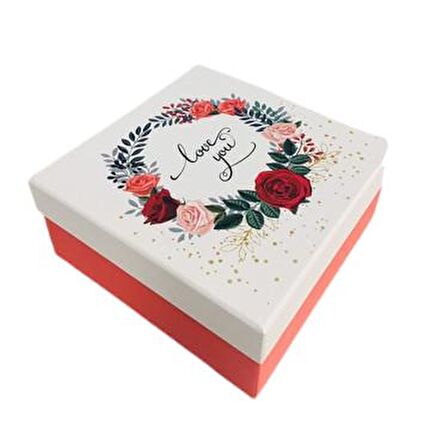 KUTU LOVE YOU KIRMIZI BEYAZ 19CM X 19CM X 8CM