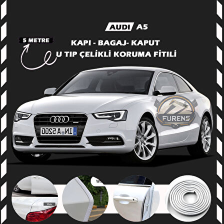Audi A5 Oto Araç Kapı Koruma Fitili 5metre Parlak Beyaz Renk