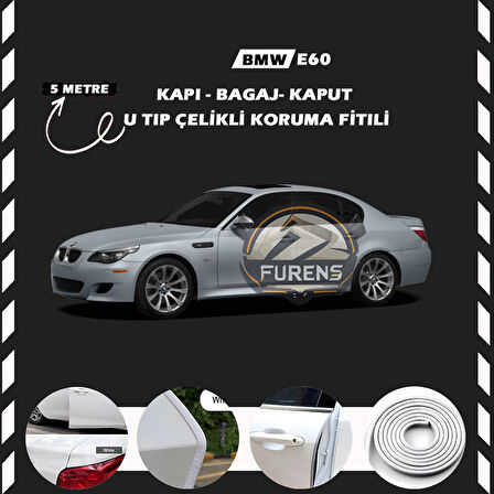 Bmw E60 Oto Araç Kapı Koruma Fitili 5metre Parlak Beyaz Renk